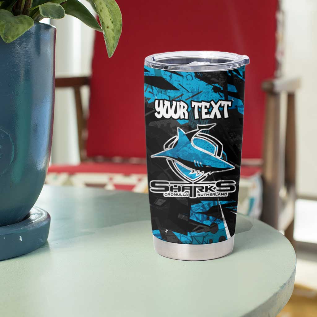 Personalized Cronulla Sutherland Sharks Tumbler Cup Graffiti Grunge Abstract Urban Street Style Design