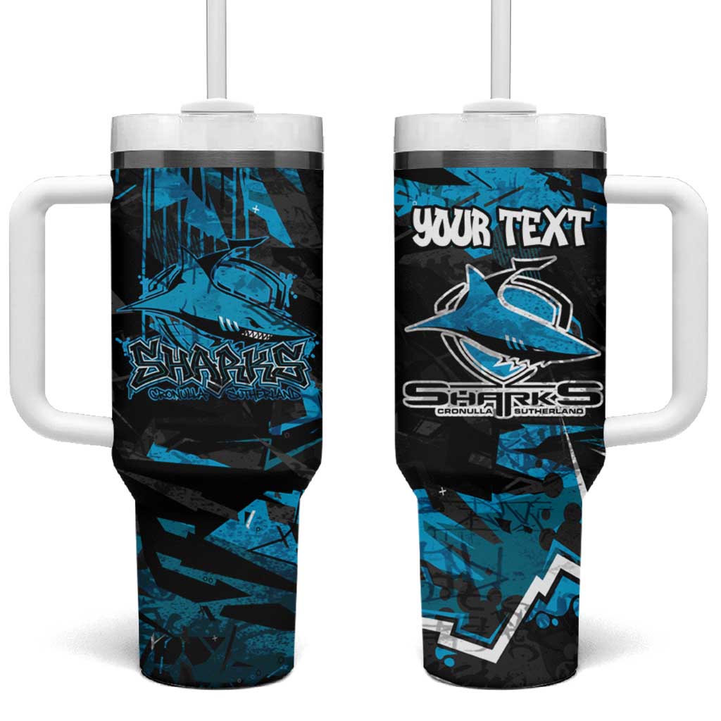Personalized Cronulla Sutherland Sharks Tumbler With Handle Graffiti Grunge Abstract Urban Street Style Design