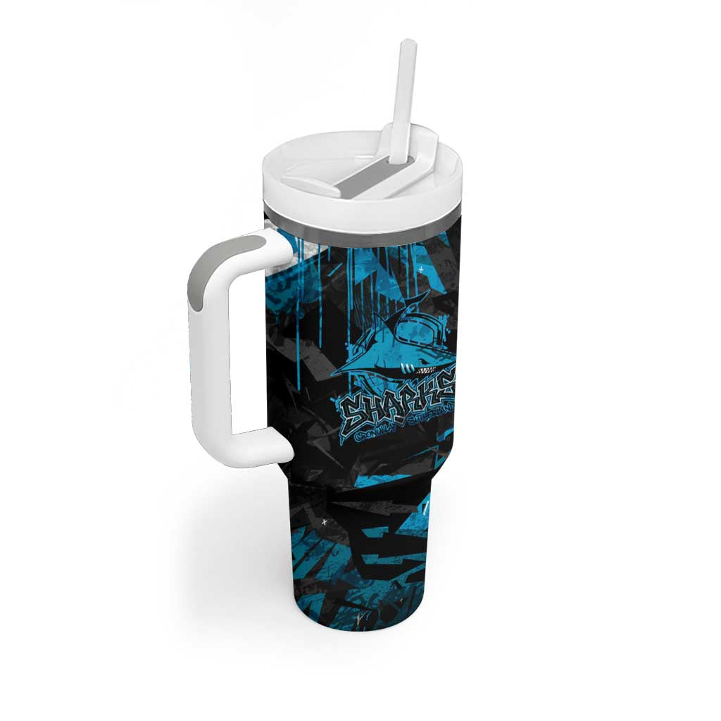 Personalized Cronulla Sutherland Sharks Tumbler With Handle Graffiti Grunge Abstract Urban Street Style Design