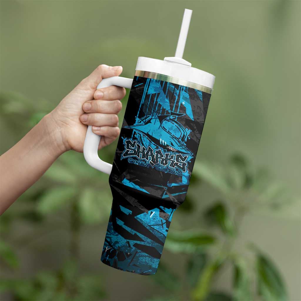 Personalized Cronulla Sutherland Sharks Tumbler With Handle Graffiti Grunge Abstract Urban Street Style Design