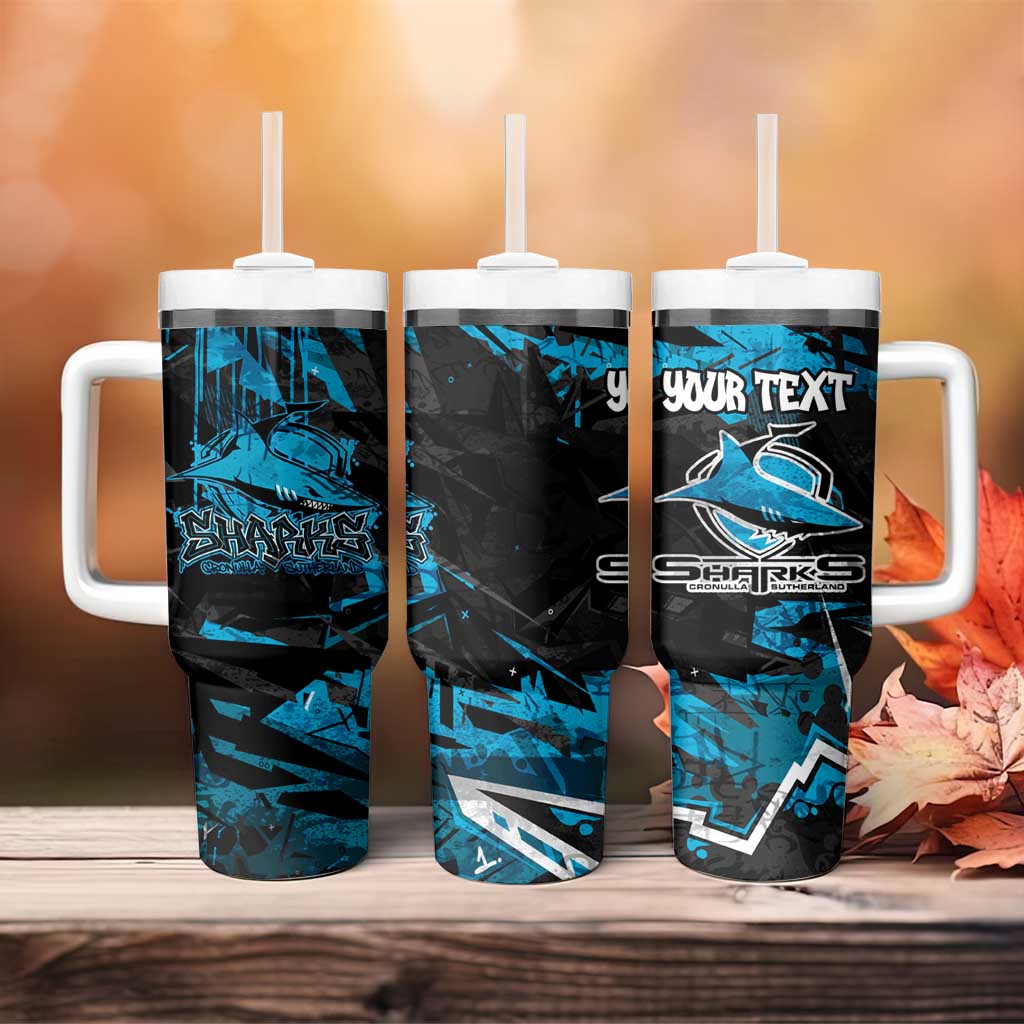 Personalized Cronulla Sutherland Sharks Tumbler With Handle Graffiti Grunge Abstract Urban Street Style Design