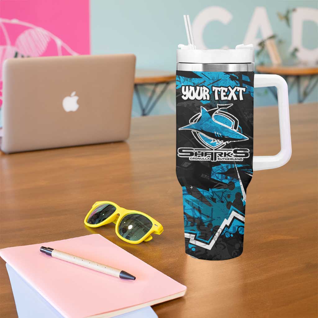 Personalized Cronulla Sutherland Sharks Tumbler With Handle Graffiti Grunge Abstract Urban Street Style Design