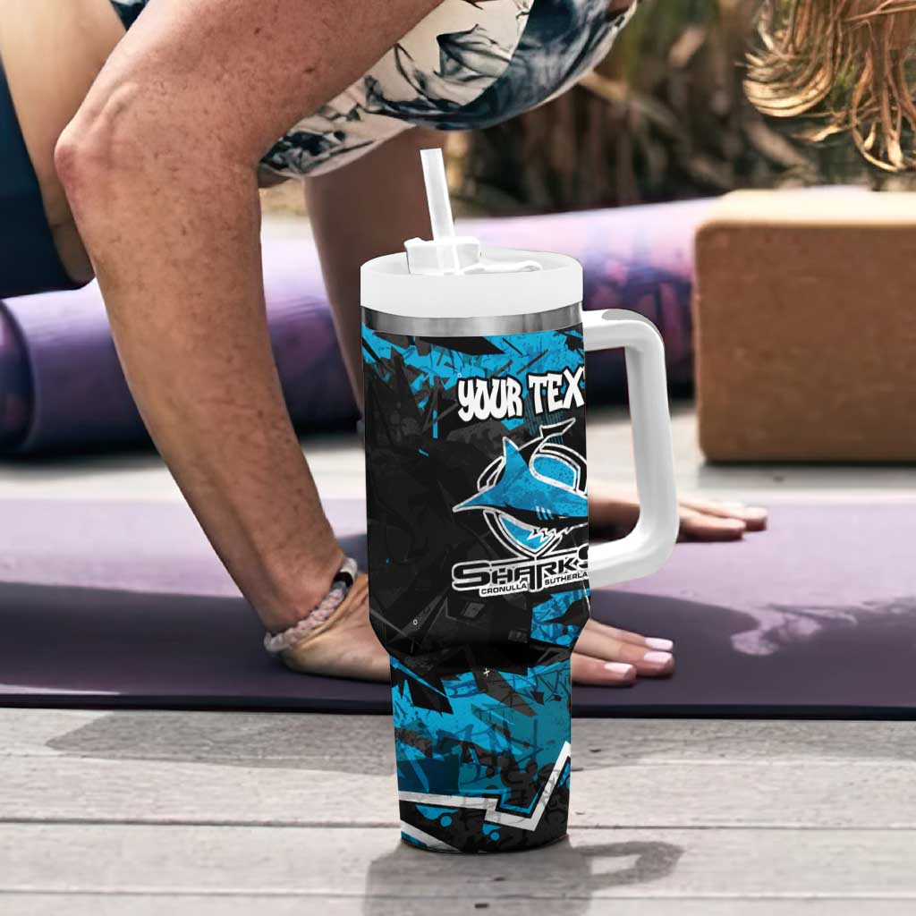 Personalized Cronulla Sutherland Sharks Tumbler With Handle Graffiti Grunge Abstract Urban Street Style Design