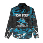 Personalized Cronulla Sutherland Sharks Women Casual Shirt Graffiti Grunge Abstract Urban Street Style Design