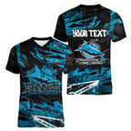 Personalized Cronulla Sutherland Sharks Women V-Neck T-Shirt Graffiti Grunge Abstract Urban Street Style Design