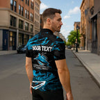 Personalized Cronulla Sutherland Sharks Zipper Polo Shirt Graffiti Grunge Abstract Urban Street Style Design