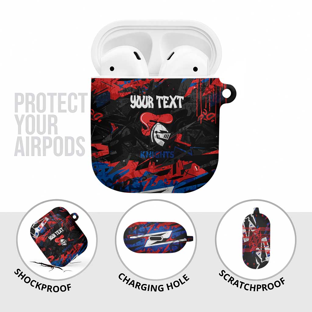 Personalized Newcastle Knights AirPods Case Graffiti Grunge Abstract Urban Street Style Design