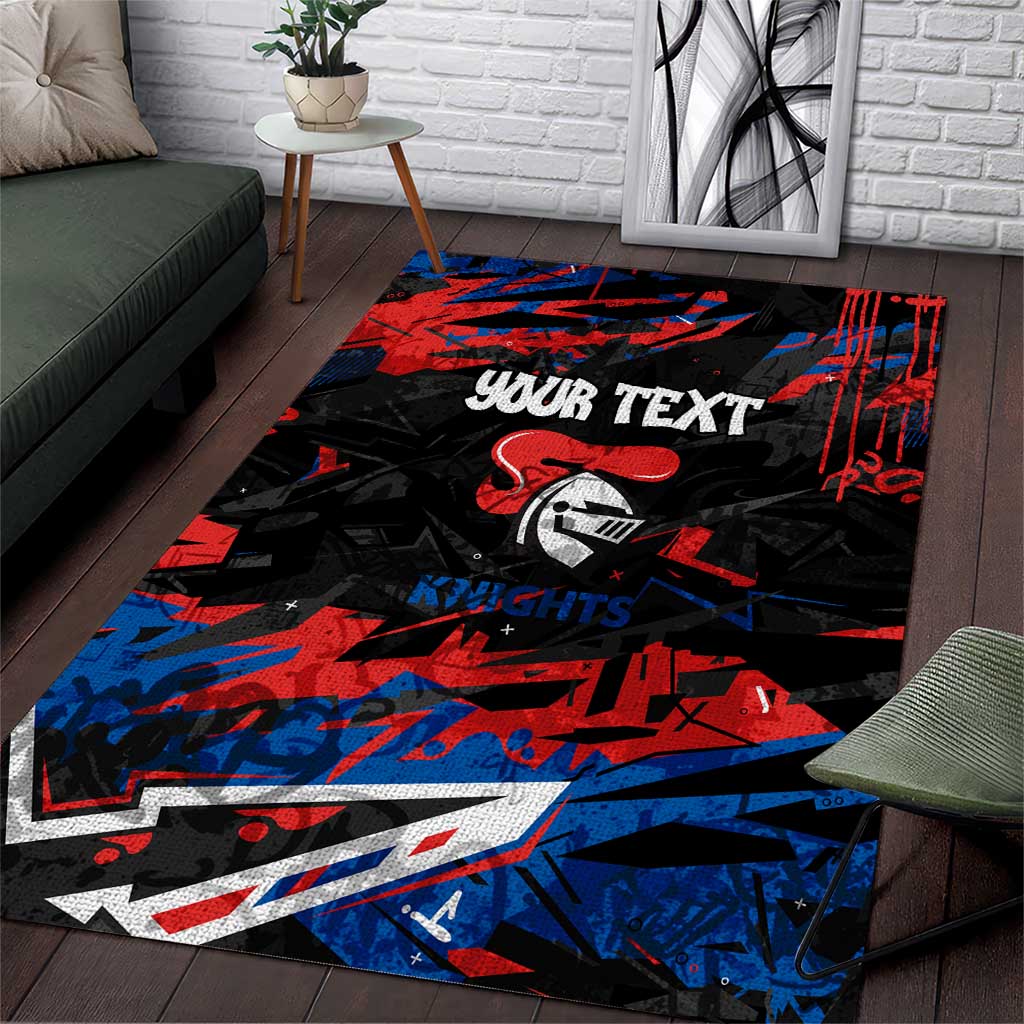 Personalized Newcastle Knights Area Rug Graffiti Grunge Abstract Urban Street Style Design