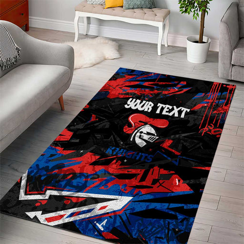 Personalized Newcastle Knights Area Rug Graffiti Grunge Abstract Urban Street Style Design