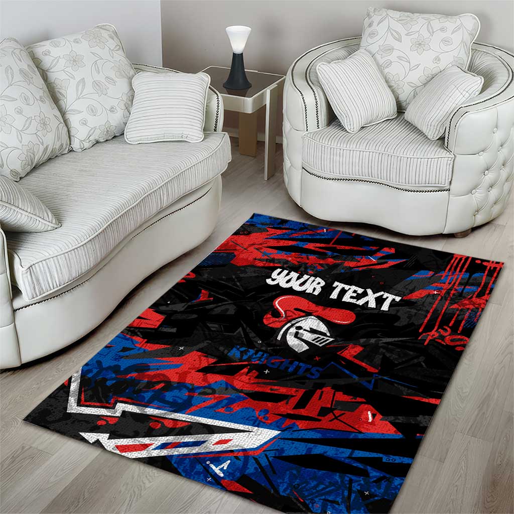 Personalized Newcastle Knights Area Rug Graffiti Grunge Abstract Urban Street Style Design