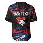 Personalized Newcastle Knights Baseball Jersey Graffiti Grunge Abstract Urban Street Style Design