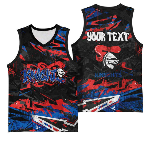 Personalized Newcastle Knights Basketball Jersey Graffiti Grunge Abstract Urban Street Style Design