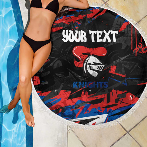 Personalized Newcastle Knights Beach Blanket Graffiti Grunge Abstract Urban Street Style Design