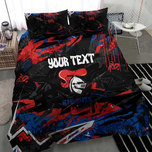 Personalized Newcastle Knights Bedding Set Graffiti Grunge Abstract Urban Street Style Design