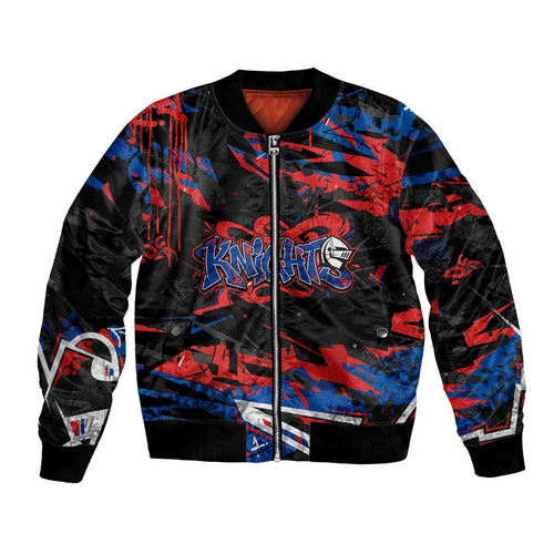 Personalized Newcastle Knights Bomber Jacket Graffiti Grunge Abstract Urban Street Style Design