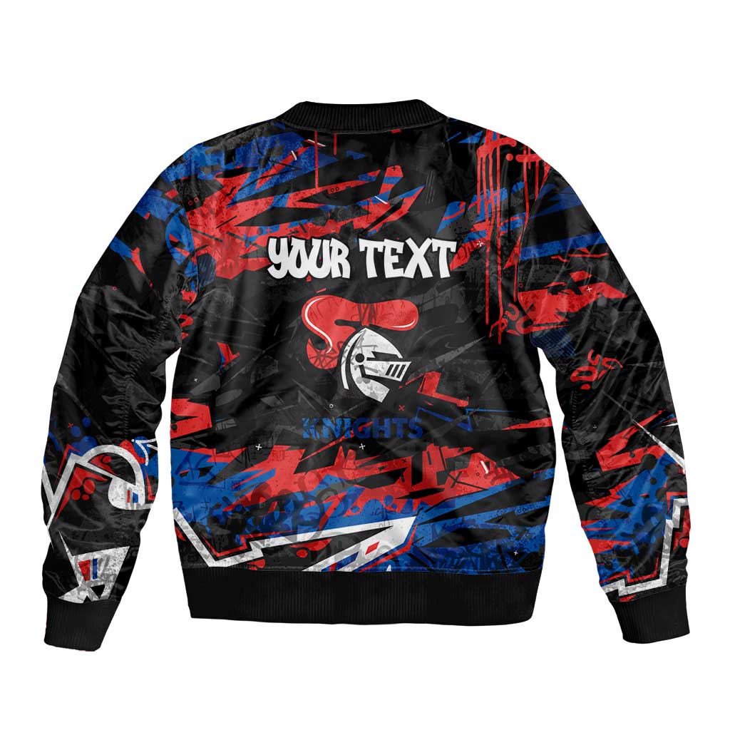 Personalized Newcastle Knights Bomber Jacket Graffiti Grunge Abstract Urban Street Style Design