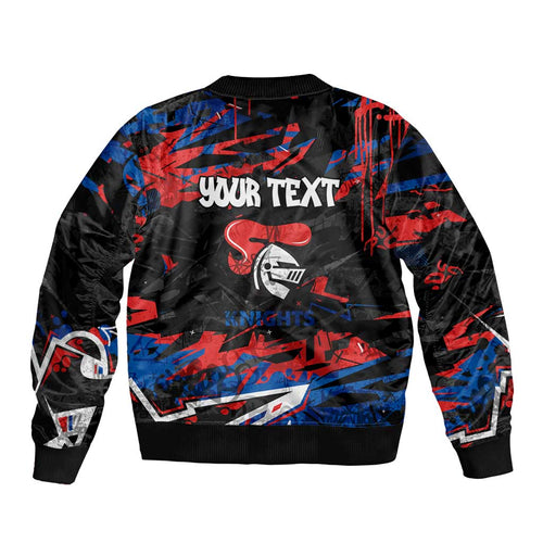 Personalized Newcastle Knights Bomber Jacket Graffiti Grunge Abstract Urban Street Style Design