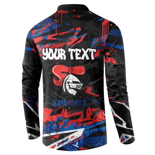 Personalized Newcastle Knights Button Sweatshirt Graffiti Grunge Abstract Urban Street Style Design