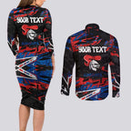 Personalized Newcastle Knights Couples Matching Long Sleeve Bodycon Dress and Long Sleeve Button Shirt Graffiti Grunge Abstract Urban Street Style Design