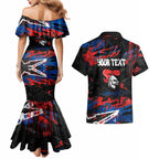 Personalized Newcastle Knights Couples Matching Mermaid Dress and Hawaiian Shirt Graffiti Grunge Abstract Urban Street Style Design