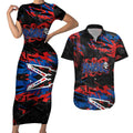 Personalized Newcastle Knights Couples Matching Short Sleeve Bodycon Dress and Hawaiian Shirt Graffiti Grunge Abstract Urban Street Style Design