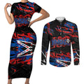 Personalized Newcastle Knights Couples Matching Short Sleeve Bodycon Dress and Long Sleeve Button Shirt Graffiti Grunge Abstract Urban Street Style Design