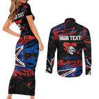 Personalized Newcastle Knights Couples Matching Short Sleeve Bodycon Dress and Long Sleeve Button Shirt Graffiti Grunge Abstract Urban Street Style Design