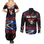 Personalized Newcastle Knights Couples Matching Summer Maxi Dress and Long Sleeve Button Shirt Graffiti Grunge Abstract Urban Street Style Design