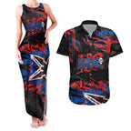 Personalized Newcastle Knights Couples Matching Tank Maxi Dress and Hawaiian Shirt Graffiti Grunge Abstract Urban Street Style Design