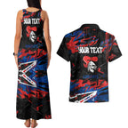Personalized Newcastle Knights Couples Matching Tank Maxi Dress and Hawaiian Shirt Graffiti Grunge Abstract Urban Street Style Design