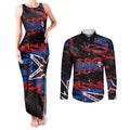 Personalized Newcastle Knights Couples Matching Tank Maxi Dress and Long Sleeve Button Shirt Graffiti Grunge Abstract Urban Street Style Design