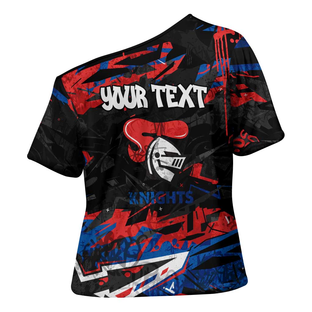 Personalized Newcastle Knights Cross Shoulder Shirt Graffiti Grunge Abstract Urban Street Style Design