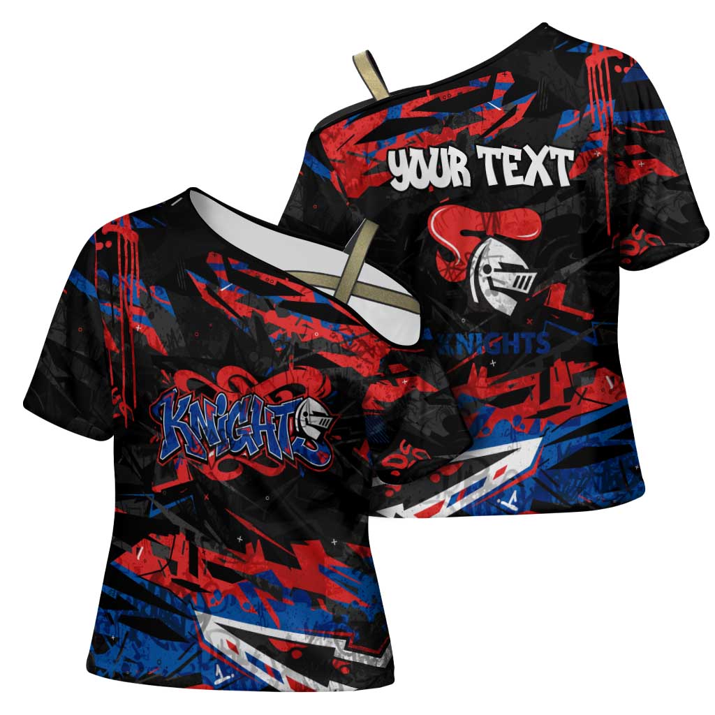 Personalized Newcastle Knights Cross Shoulder Shirt Graffiti Grunge Abstract Urban Street Style Design