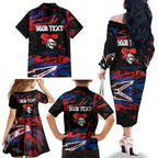 Personalized Newcastle Knights Family Matching Off The Shoulder Long Sleeve Dress and Hawaiian Shirt Graffiti Grunge Abstract Urban Street Style Design