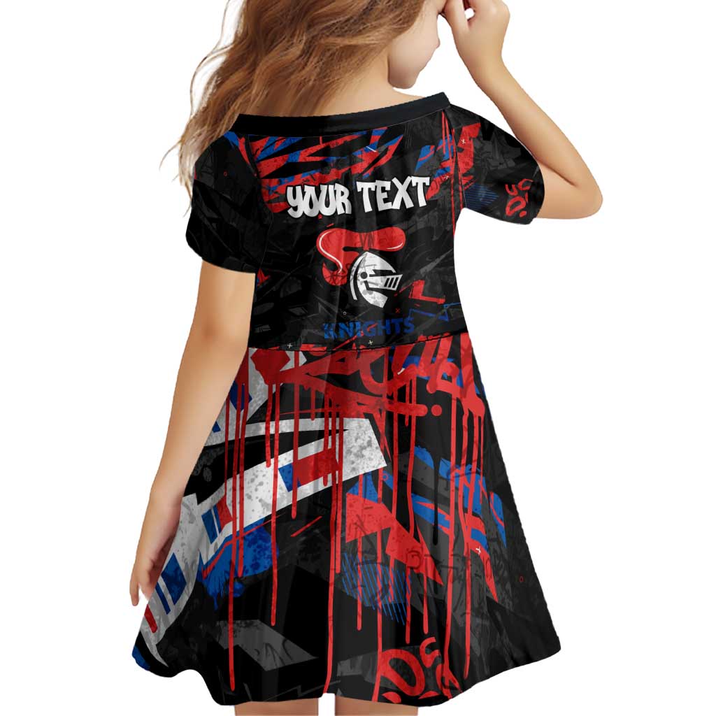 Personalized Newcastle Knights Family Matching Off Shoulder Maxi Dress and Hawaiian Shirt Graffiti Grunge Abstract Urban Street Style Design