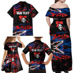 Personalized Newcastle Knights Family Matching Off Shoulder Maxi Dress and Hawaiian Shirt Graffiti Grunge Abstract Urban Street Style Design