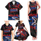 Personalized Newcastle Knights Family Matching Tank Maxi Dress and Hawaiian Shirt Graffiti Grunge Abstract Urban Street Style Design