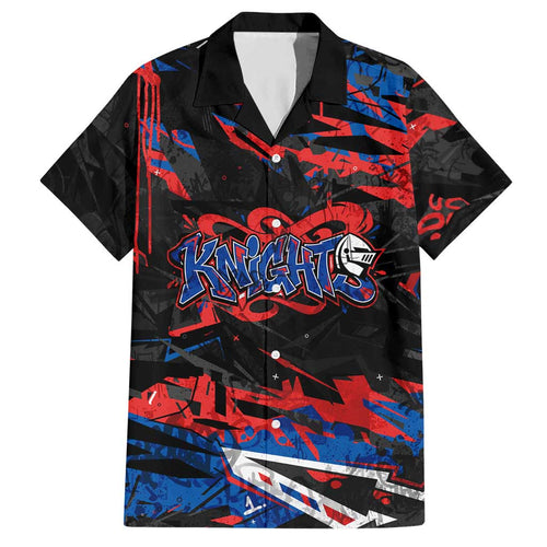 Personalized Newcastle Knights Hawaiian Shirt Graffiti Grunge Abstract Urban Street Style Design