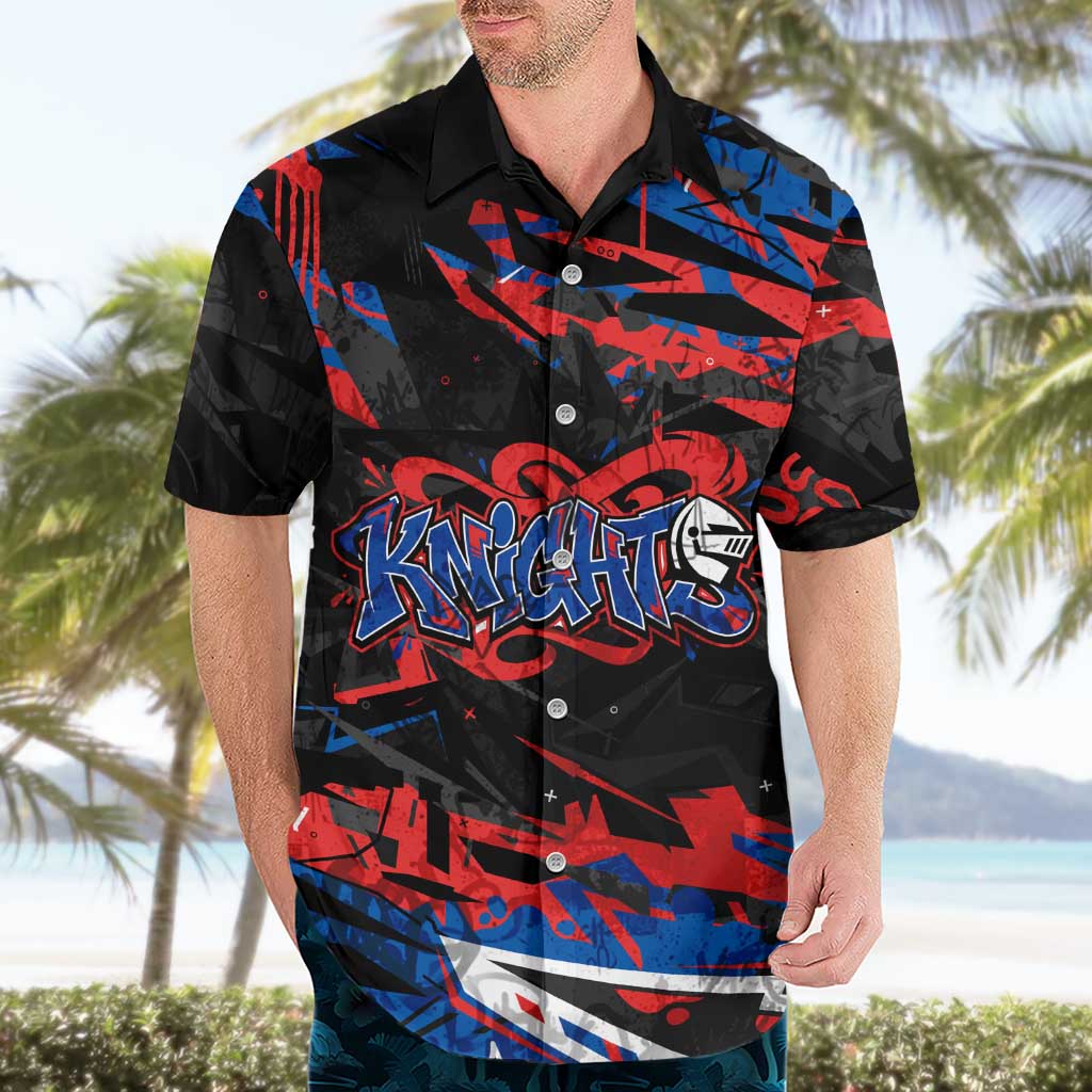 Personalized Newcastle Knights Hawaiian Shirt Graffiti Grunge Abstract Urban Street Style Design