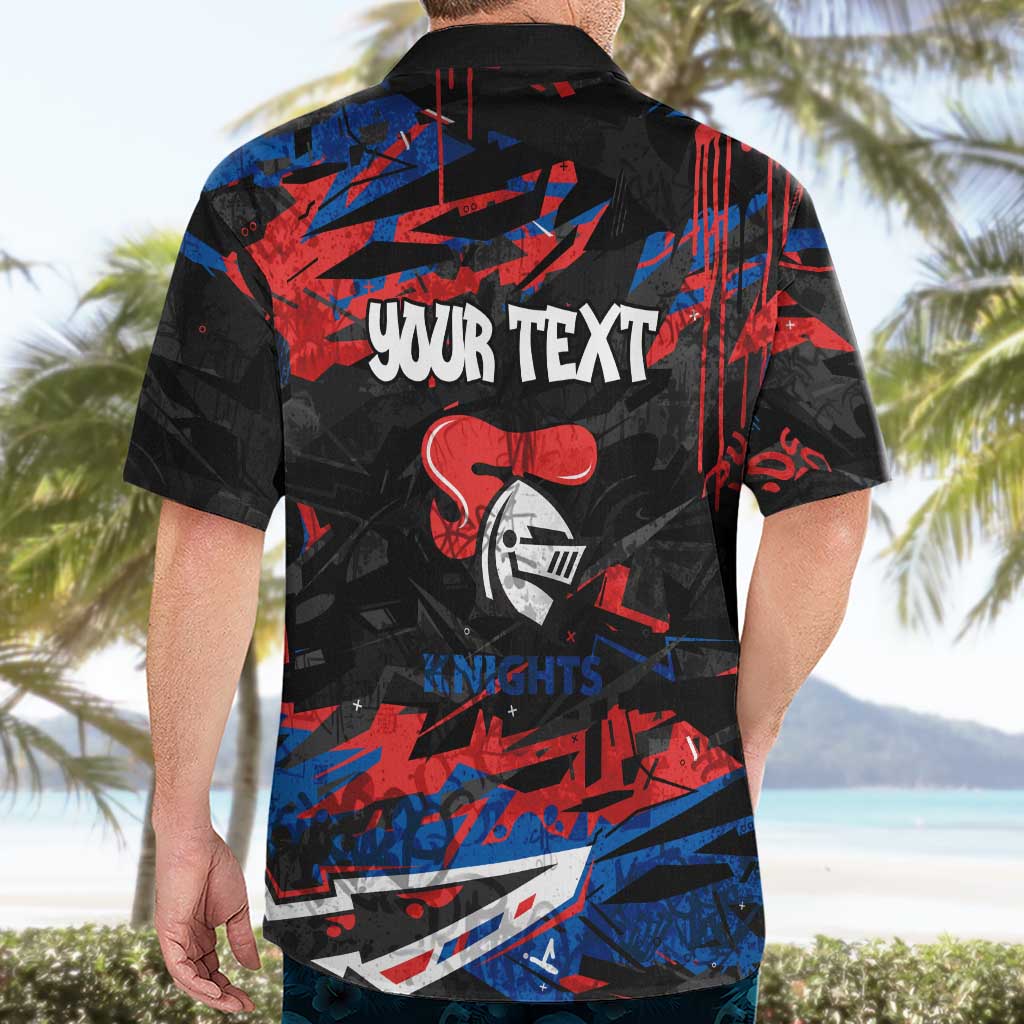 Personalized Newcastle Knights Hawaiian Shirt Graffiti Grunge Abstract Urban Street Style Design