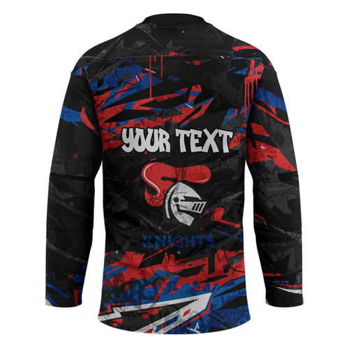 Personalized Newcastle Knights Hockey Jersey Graffiti Grunge Abstract Urban Street Style Design