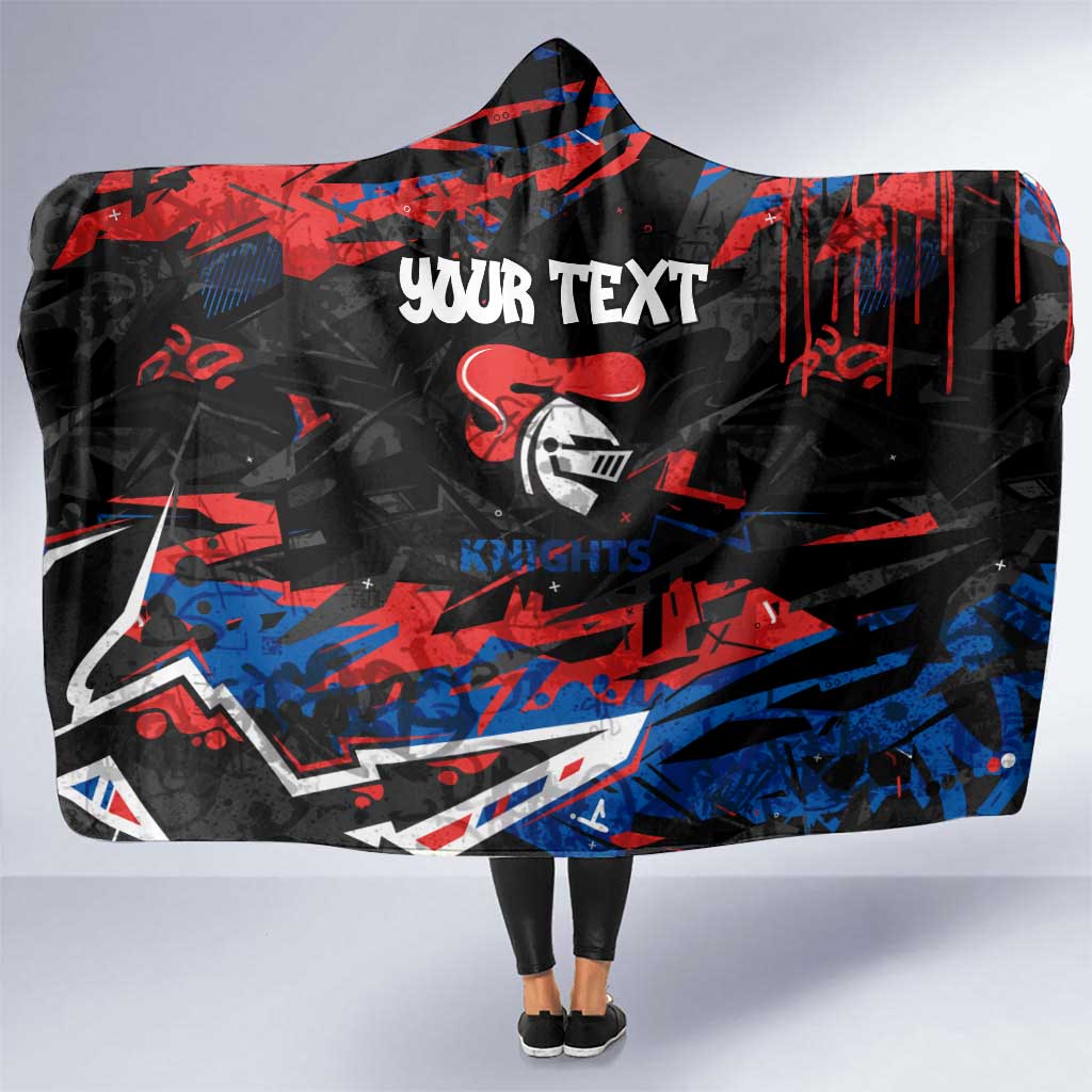 Personalized Newcastle Knights Hooded Blanket Graffiti Grunge Abstract Urban Street Style Design