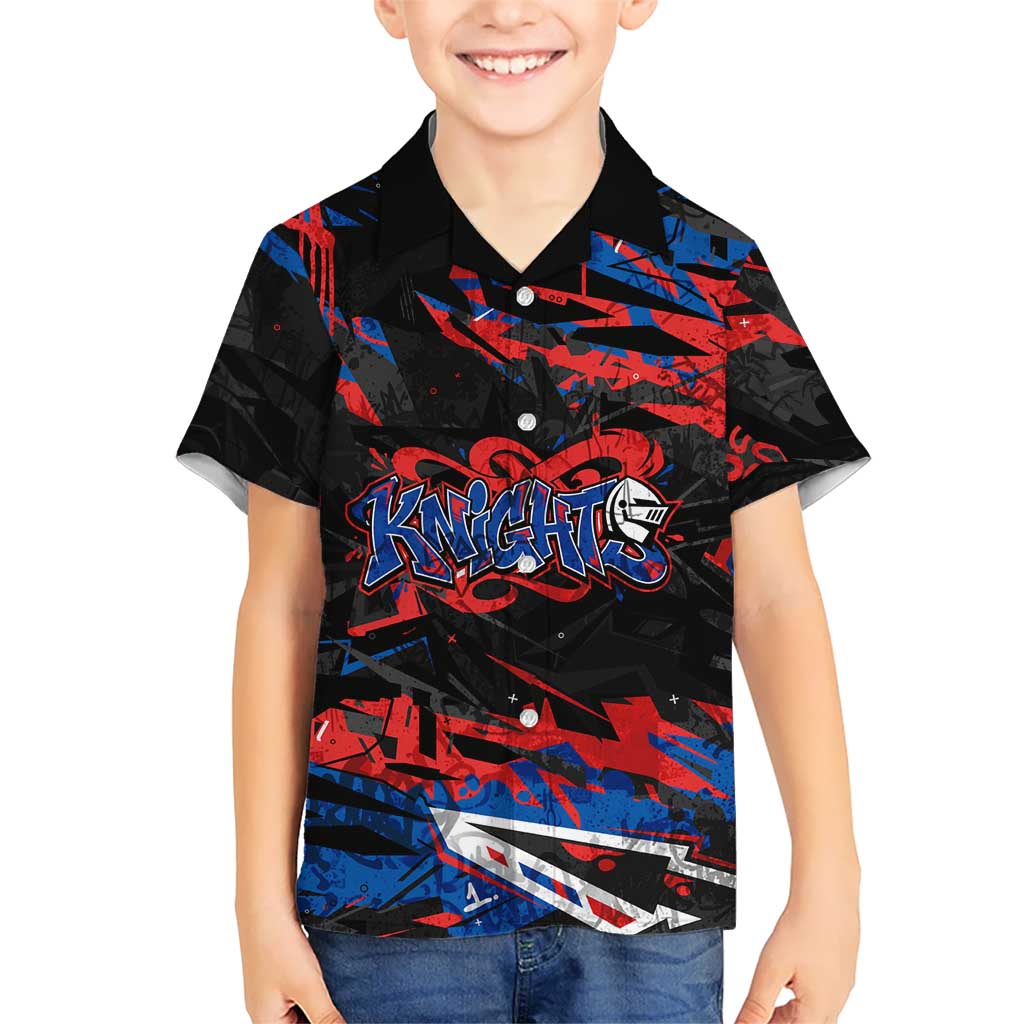 Personalized Newcastle Knights Kid Hawaiian Shirt Graffiti Grunge Abstract Urban Street Style Design