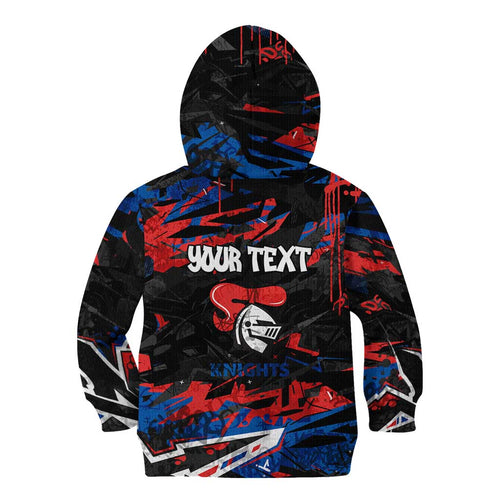 Personalized Newcastle Knights Kid Hoodie Graffiti Grunge Abstract Urban Street Style Design