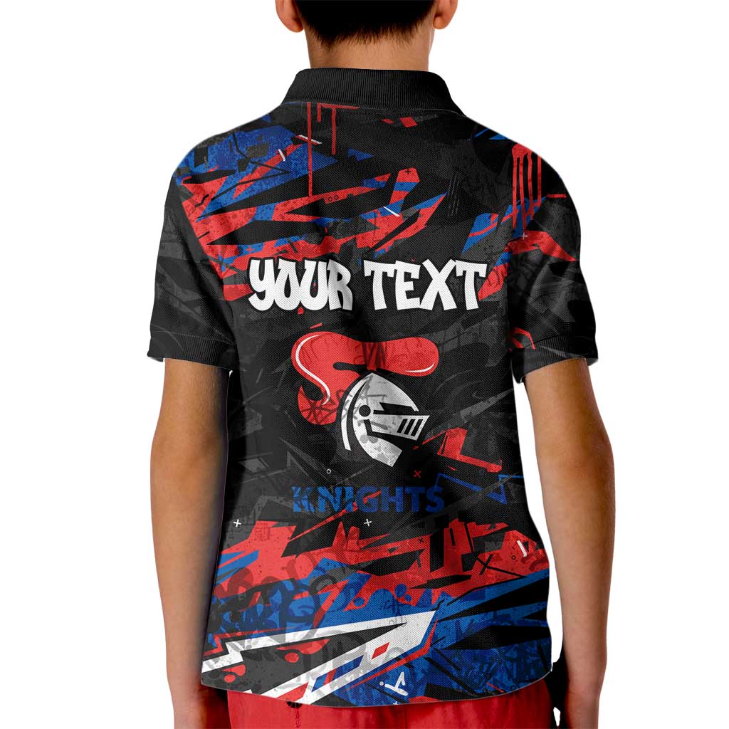 Personalized Newcastle Knights Kid Polo Shirt Graffiti Grunge Abstract Urban Street Style Design
