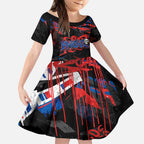 Personalized Newcastle Knights Kid Short Sleeve Dress Graffiti Grunge Abstract Urban Street Style Design