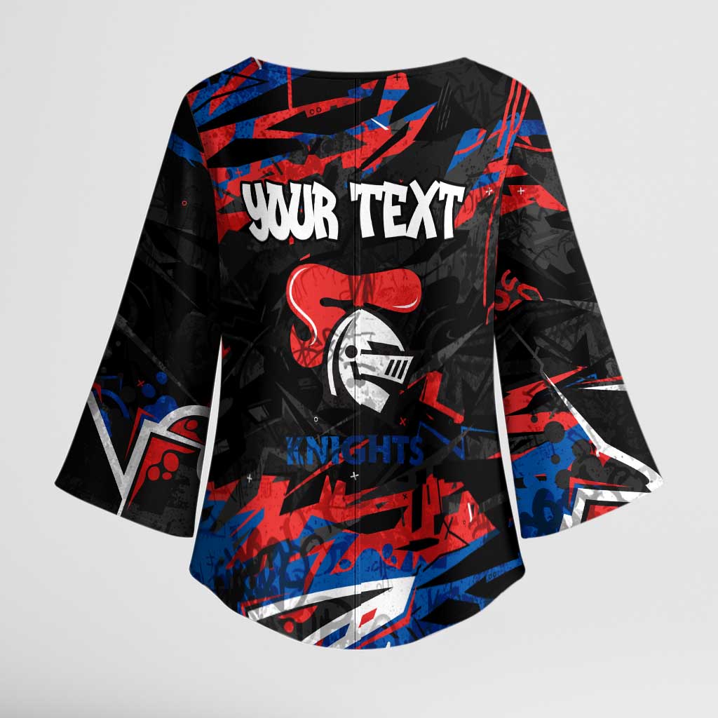 Personalized Newcastle Knights Kimono Sleeve Blouse Graffiti Grunge Abstract Urban Street Style Design