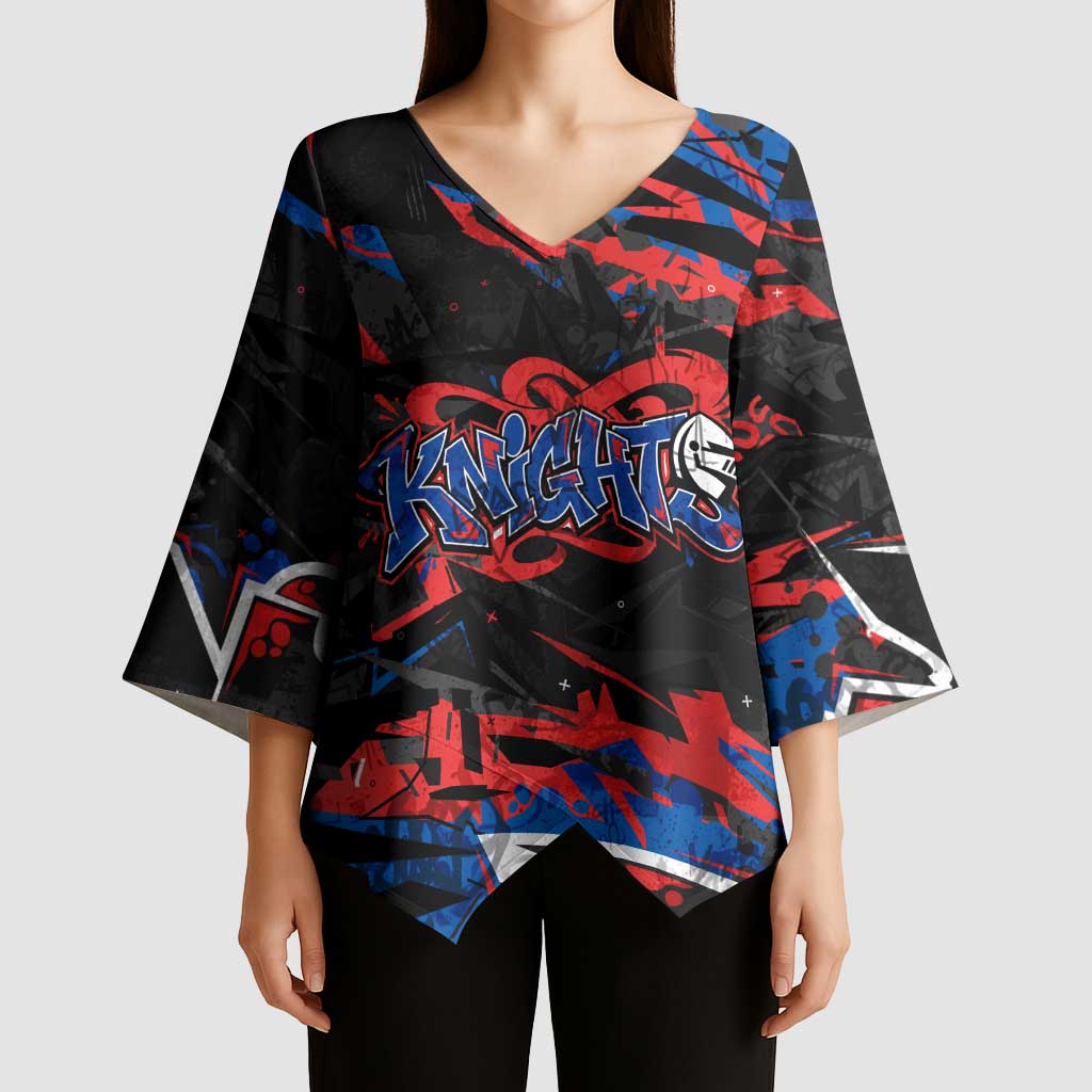 Personalized Newcastle Knights Kimono Sleeve Blouse Graffiti Grunge Abstract Urban Street Style Design