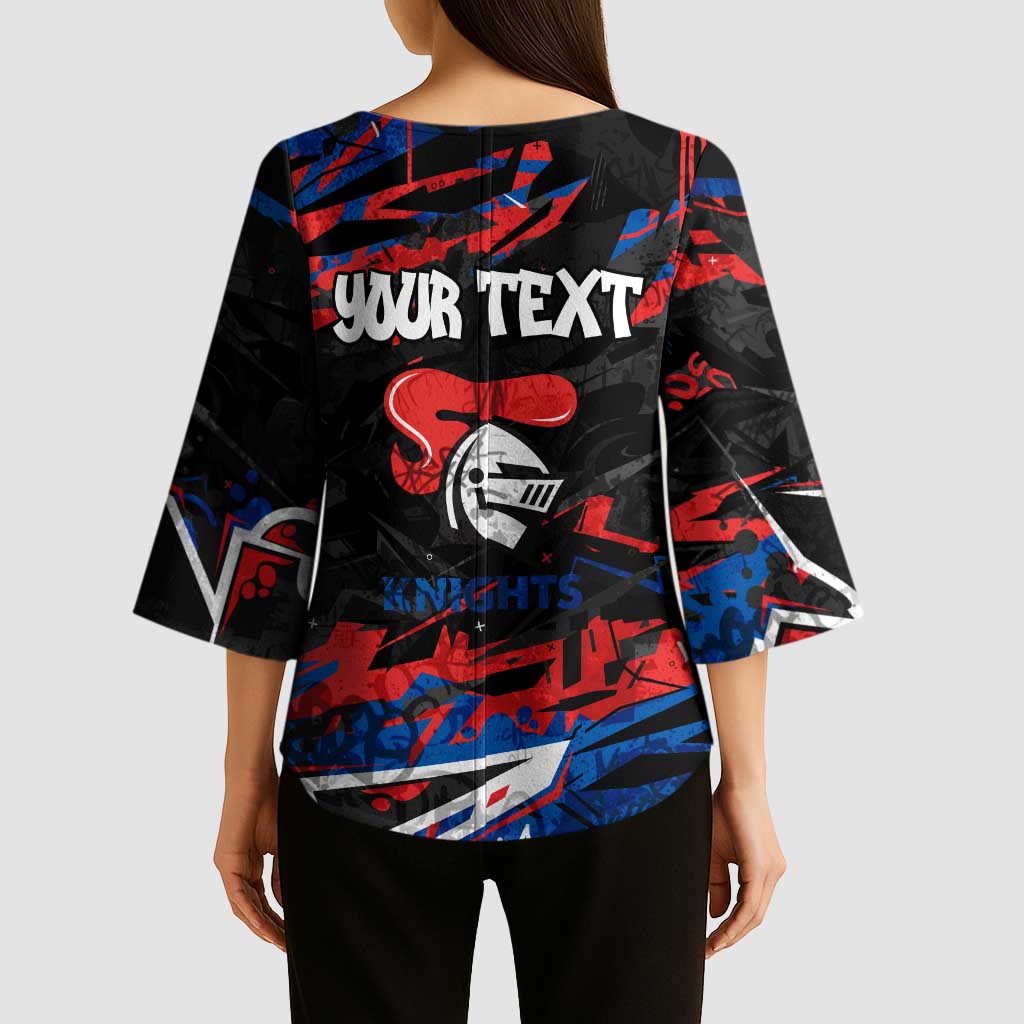 Personalized Newcastle Knights Kimono Sleeve Blouse Graffiti Grunge Abstract Urban Street Style Design