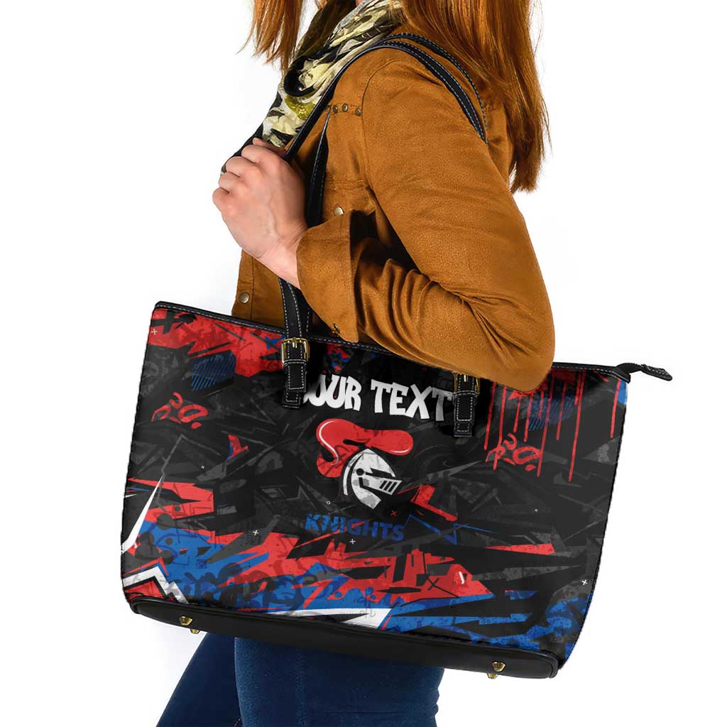 Personalized Newcastle Knights Leather Tote Bag Graffiti Grunge Abstract Urban Street Style Design
